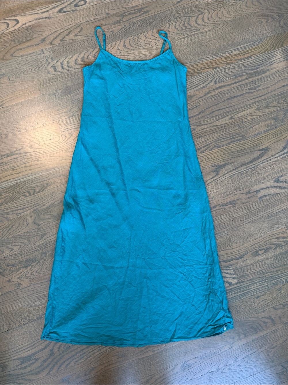 J. Crew Linen Teal Slip Dress